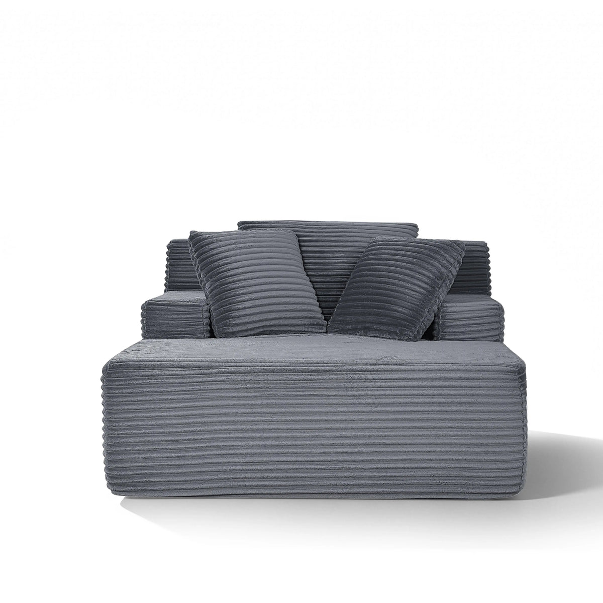 66" Oversized Cloud Sofa Bed, No Assembly Required Faux Fur Chaise Lounge with Pillow, Luxury Boneless Reading Chair for Living Room