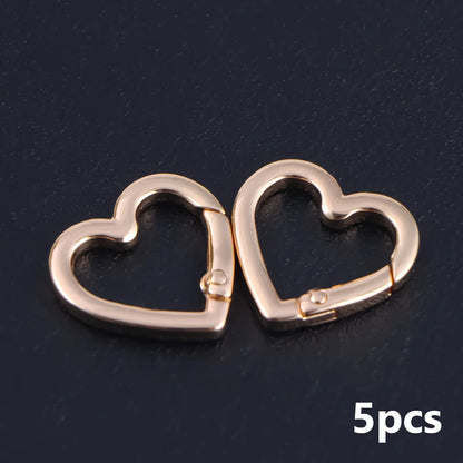 5Pcs Metal Heart Shape Spring Clasps Openable Carabiner Keychain Bag Clips Hook Dog Chain Buckles Connector Accessories