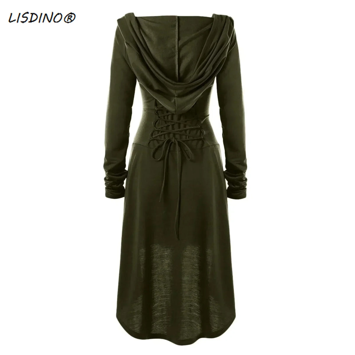 Medieval Cosplay Renaissance Archer Costumes Hooded Robe Lace Up Pullover Long Hoodie Dress Cloak Halloween Party