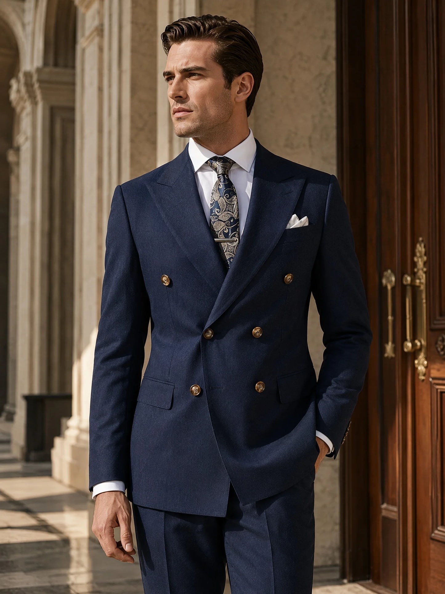 ST Cassy Dark Blue High Quality Luxury Men's Suit 2 Piece Set Wedding Groom Suit for Men Stylish Business Office Suit