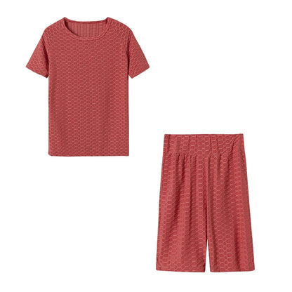 2024 New Summer Round-neck Solid Color Short-sleeved Two-piece Yoga Shorts Women's Sports Suit