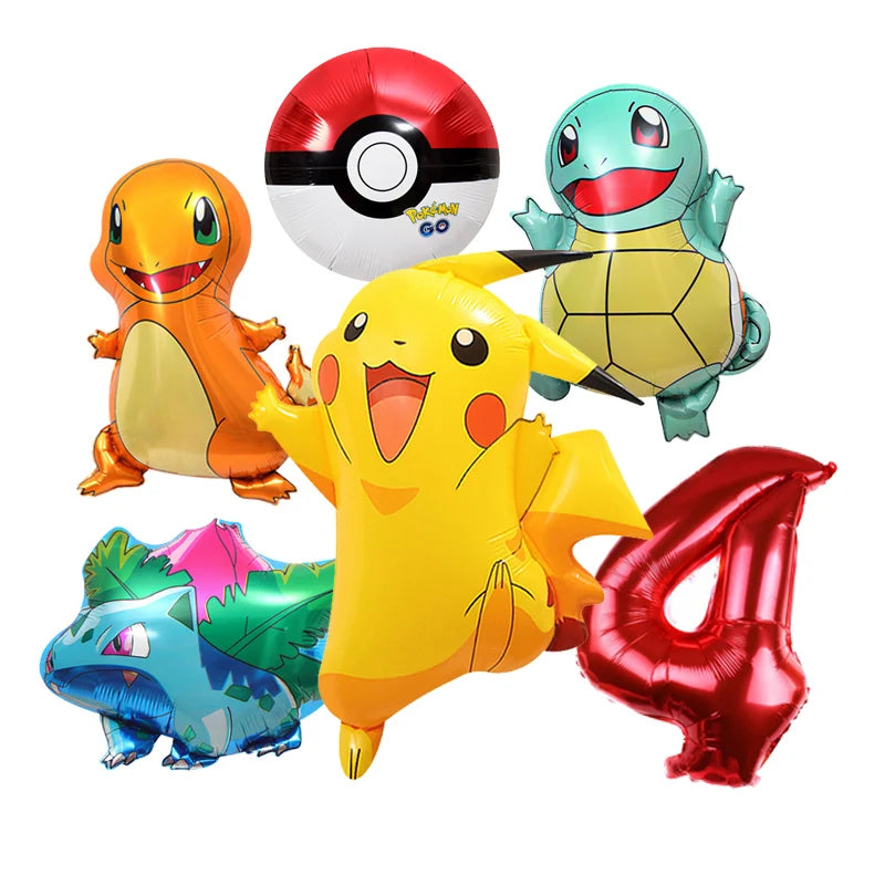 Pikachu Cartoon Balloon Garland Kit Lightning Foil Balloons Kids Birthday Party Supplies