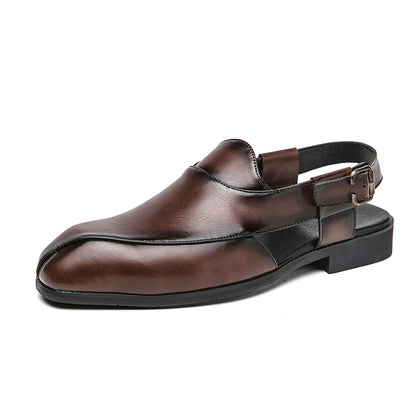 Hollow Out Dress Party Sandals Fashion Leather Summer Shoes Men Leisure Formal Flats Business Footwear Men's Wedding Sandals
