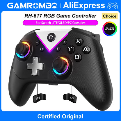 Game Controller for Switch Lite/OLED/PC/Steam BT Wireless RGB Gamepads Hall Effect,Turbo,Macro,6 Gyro Axis,Dual Vibration Motors