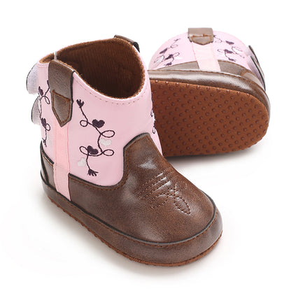 0-18M Retro Baby Boots Fashion PU Winter Boys Girls Shoes Non-Slip Soft Sole First Walker Winter Warm Snow Boots Crib Shoes