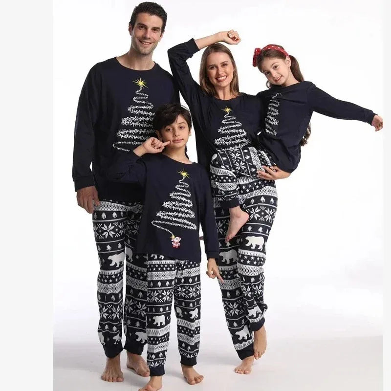 Family Christmas Pajamas Mom Dad Kids Matching Clothing Set Baby Dog Romper Pjs Soft Loose 2 Pieces Suit Homewear Xmas Look 4XL