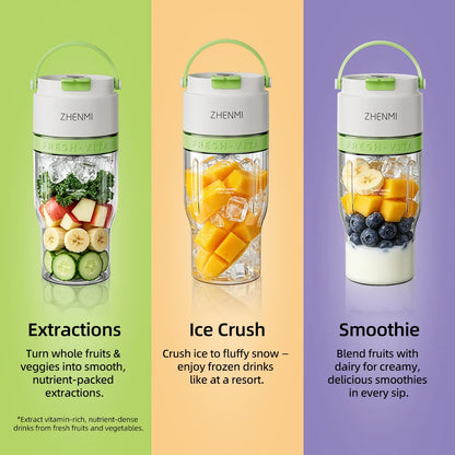 ZHENMI J27 BPA-Free Cordless Portable Personal Blender – 24oz Ice Crushing Blender for Shakes & Smoothies, USB Rechargeable, Lightweight & Compact Design with Modern Look, Easy to Clean, Fits Most Cup Holders & Backpacks, D