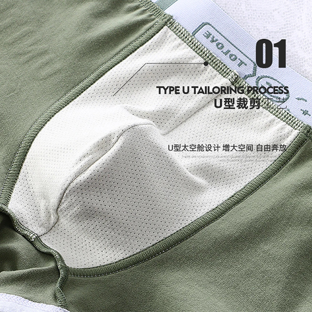 3PCS/Pack 100% Cotton Underpants Men Comfortable Big U Type Crotch Breathable Mesh Men's Panties Fashion Letter Boxers Hombre