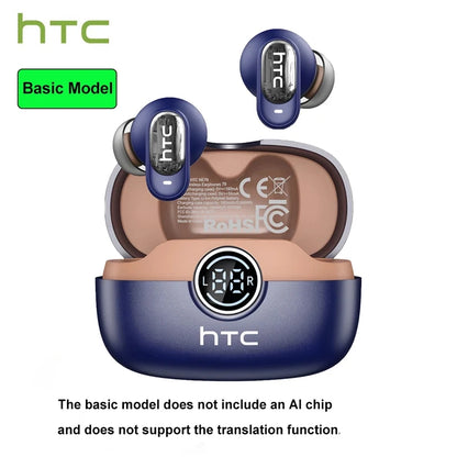 HTC NE79 TWS Bluetooth 6.0 Earphones AI Translator In-Ear HiFi Sound Headset for Sports Headset with Clear Call Mic