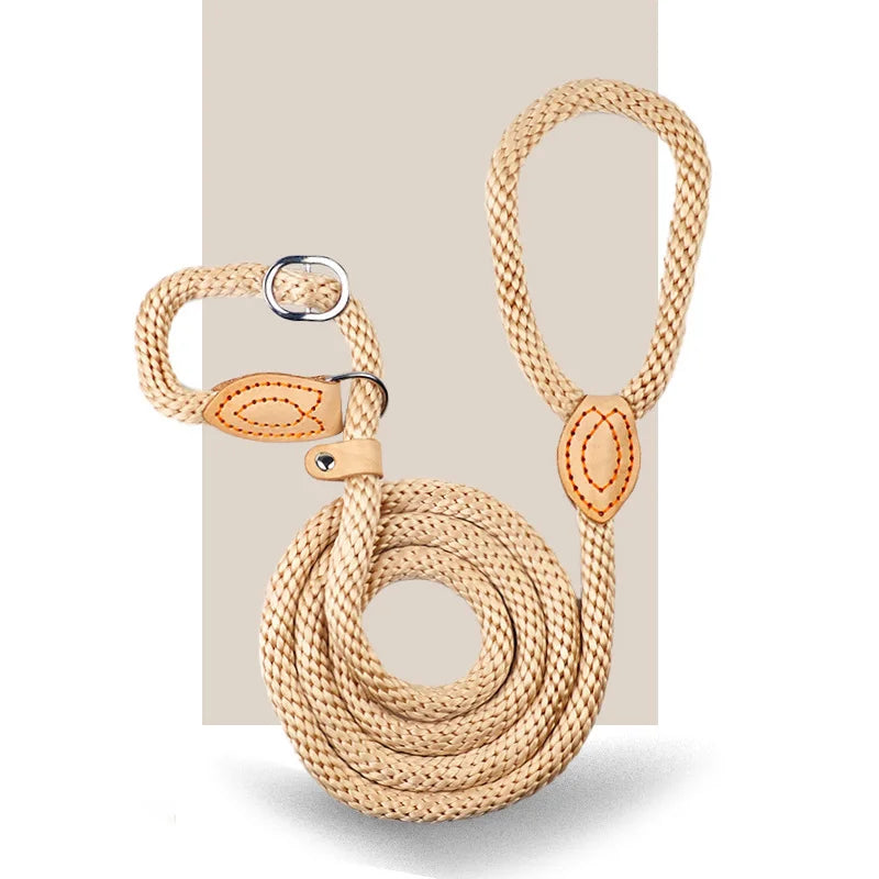 Dog Leash P Chain Slip Collar pet Walking Lead Outdoor puppy pet Traction Hemp rope For small Medium Large big Dogs long 1.5m