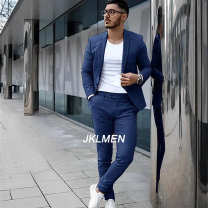 Gray Men's Suit 2 Piece Suit Summer Casual Jacket Pants Formal Wedding Tuxedo Groom Clothes Custom Color Blazer XS-5XL