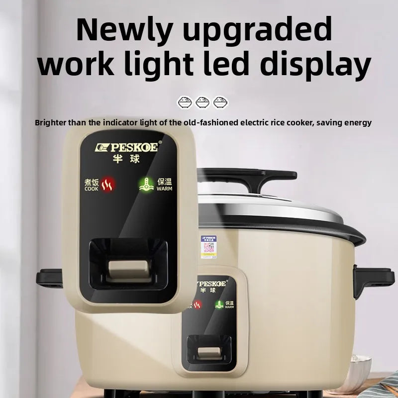 Large capacity 13L old-style rice cooker for 10-15-20 people, suitable for canteens, restaurants, and commercial use.