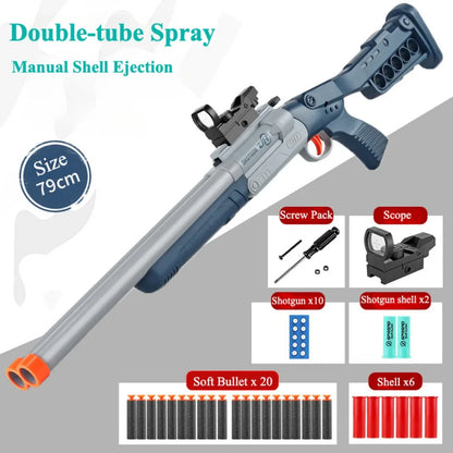 Double-barreled Toy Gun Realistic Soft Bullet Blasters Educational Shooting Toy Shotgun Gifts for Boys Christmas Birthday