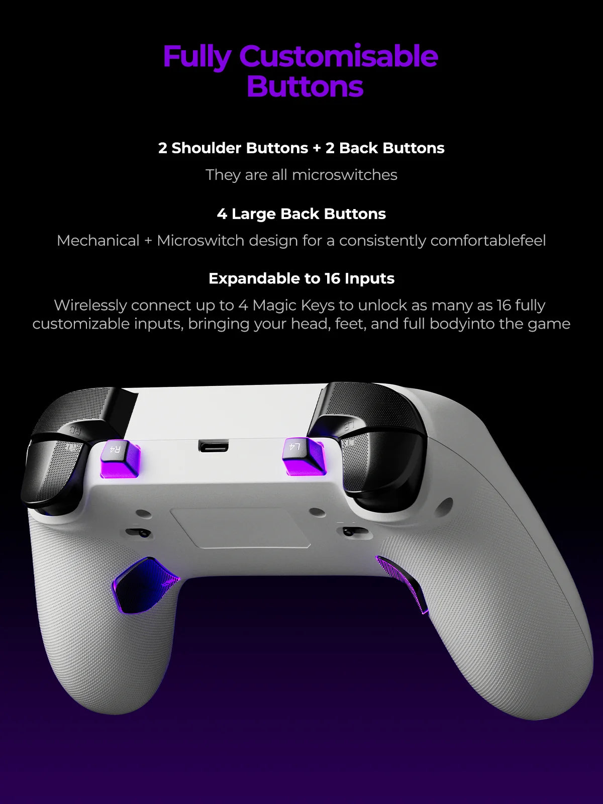 Leadjoy Saber Plus Wireless Game Controller, TMR Joysticks, Hall Effect & Tactile Dual Triggers Gaming Controller