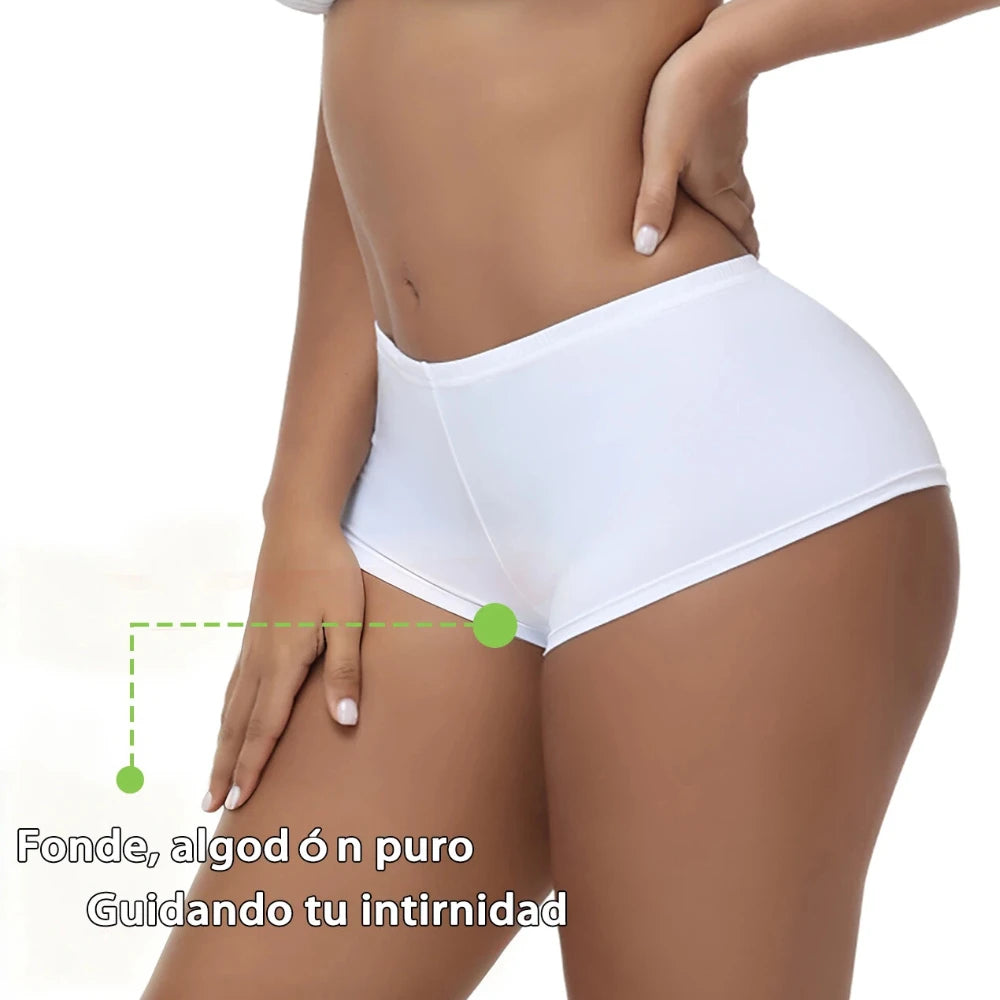 Giczi Women's Solid Color Seamless Boyshort Panties Breathable Ice Silk Underwear Female Soft Stretch Boxer Comfortable Lingerie
