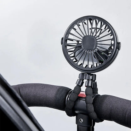 Baby 3 Speeds Stroller Mini Fan with Light Portable USB Charging Fan