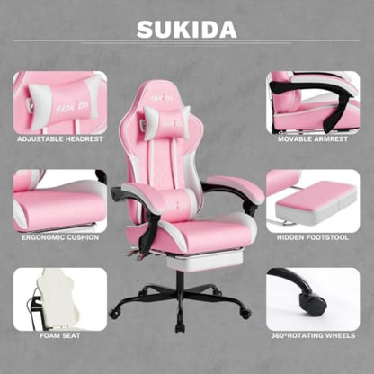 Ergonomic Video Gamer Chairs Gaming Computer Chairs Gamer Chairs for Adults Massage Lumbar Support Swivel Height