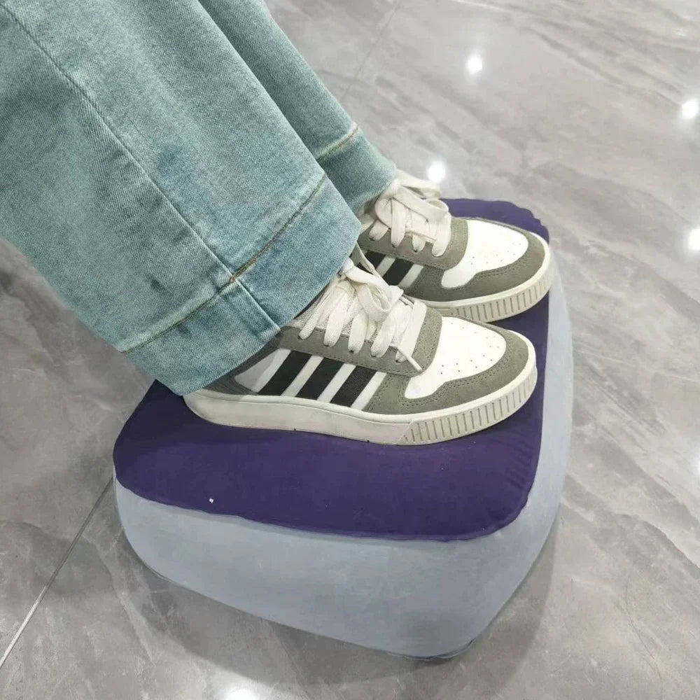 Inflatable PVC Footrest Pillow Air Cushion for Travel Office Home Leg up Relaxing Foot Rest under Desk Support