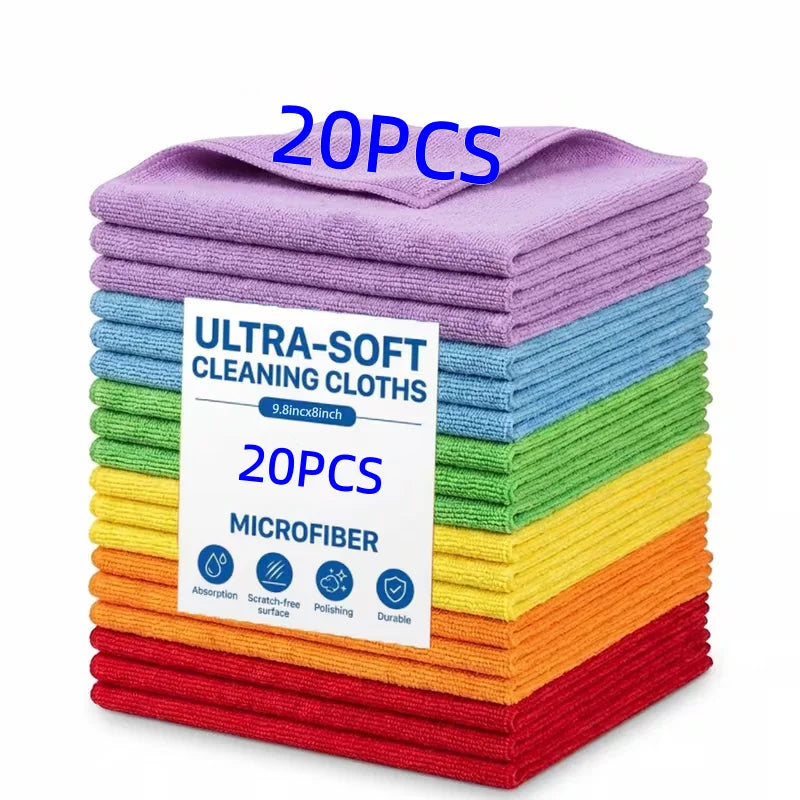 40/20/15/10/5pcs multi-purpose ultra-fine fiber cleaning towels, reusable cleaning cloth - absorbent, durable, fast drying