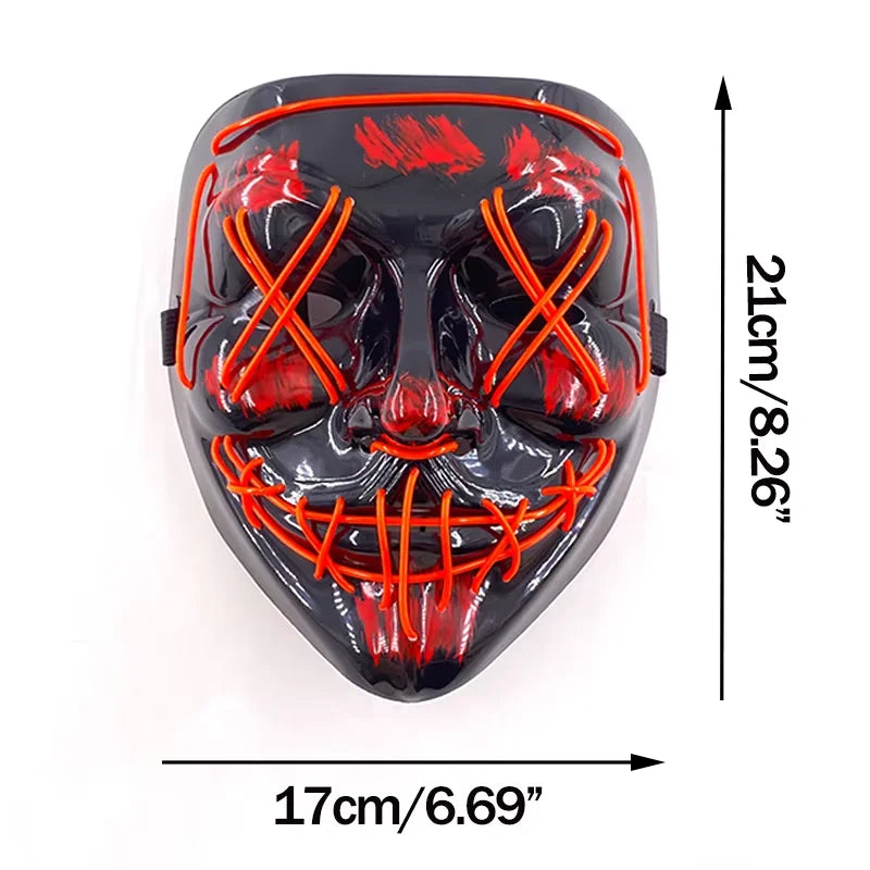 Wireless LED Purge Mask Halloween Horror Party Carnival Cosplay Costume Props Halloween Purge Masks 10 Colors LED Mask Men Women