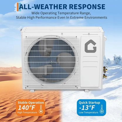 Air Conditioner, 24000 BTU Ductless Mini Split AC, Heating System, 19 SEER2, 208-230v, Cools, Heats 1500 Sq.Ft, Smart, Custom