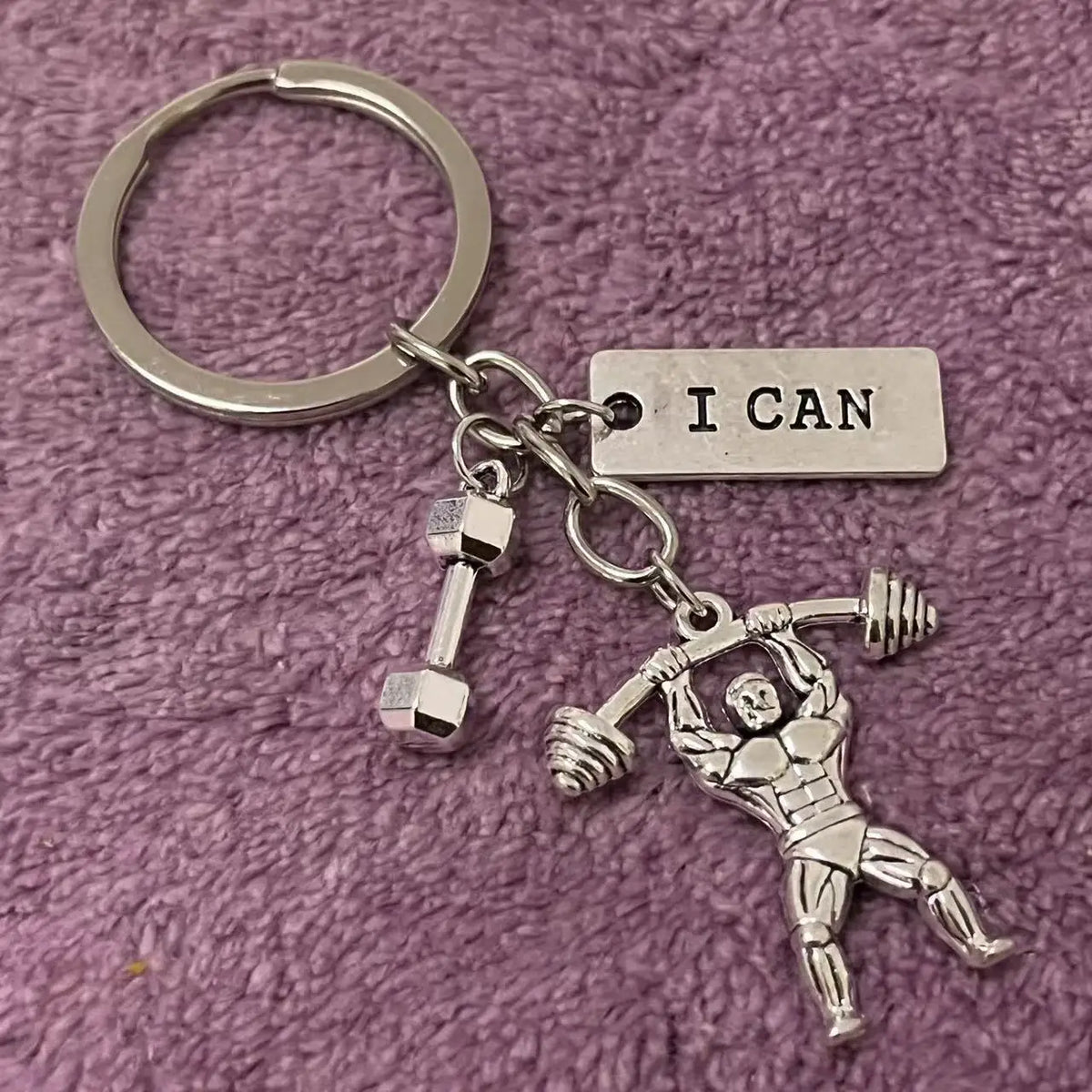 Barbell, Dumbbell, Kettlebell, Fitness Motivational Keychain, Gym Gift