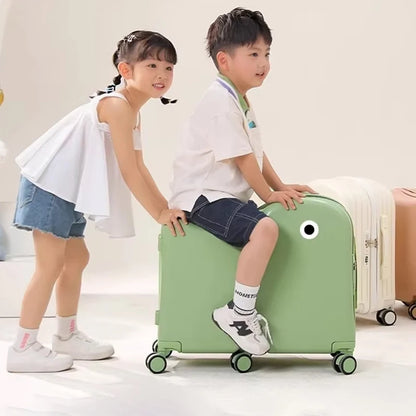 Children's Luggage Can Sit Ride Suitcase Six Wheel Luggage Set Luggage with Cup Holder Travel Suitcase