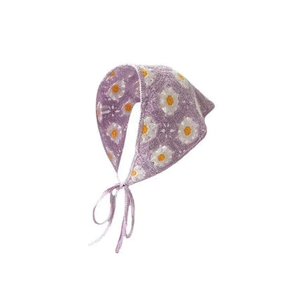 Korean-style cozy knit triangular headscarf for women, spring/summer, cute versatile country beach vacation hairband