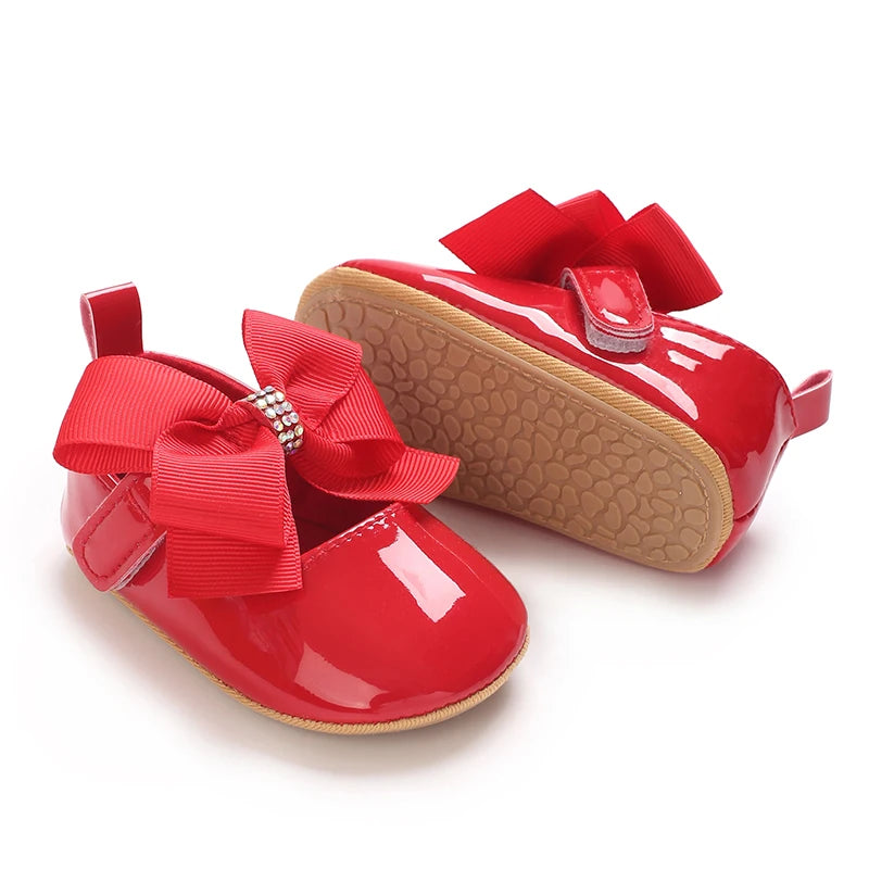 Cute Princess Baby Shoes Spring and Autumn Edition Butterfly Bow Decoration PU Soft Bottom Suitable for 0-1 Year Old Baby
