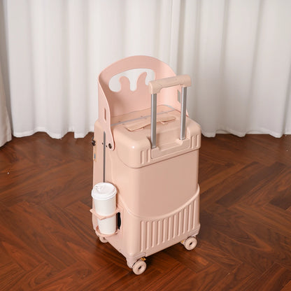 BunnyFly Kid Mom Suitcase with Seat for Children Can Sit To Ride Trolley Luggage Baby Travel Carry Case Multifunction Boardable