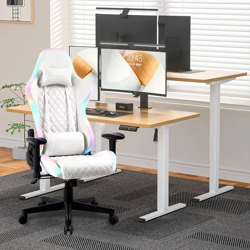 mComputer Ergonomic LED Lamp E-sports Chair Comfort Adjustable PU Leather Gaming Chair With Lights l