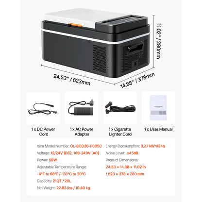 SucceBuy 20L 22L 35L 45L 55L Car Refrigerator Mini Fridge Freezer Portable Compressor Cooler DC 110-240V Ice Box for Camping