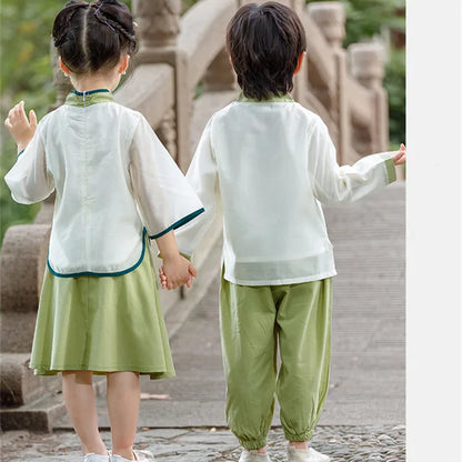 Fashion Hanfu Girl Suit Tang Costume Summer Chinese Style Boy Set Children's Sets Casual Kids Clothes Performance Baby Outfit
