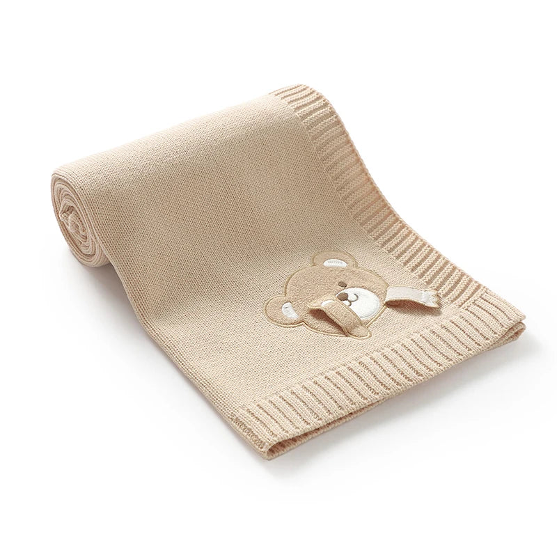 90*70cm Baby Receive Blankets Knitted Comfort Portable All Seasons Newborn Boys Girls Monthly Swaddle Wrap Cuddle Quilt Cellular