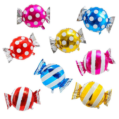 4Pcs Colorful Candy Foil Balloons Children's Birthday Party Decoration Striped Polka Dots Balloon Kids Baby Shower Christmas