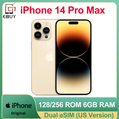 Original Apple iPhone 14 Pro Max 6.7" Smartphone 128/256GB ROM 6GB RAM Genuine Retina OLED Face ID NFC A16 Dual eSIM Cellphone
