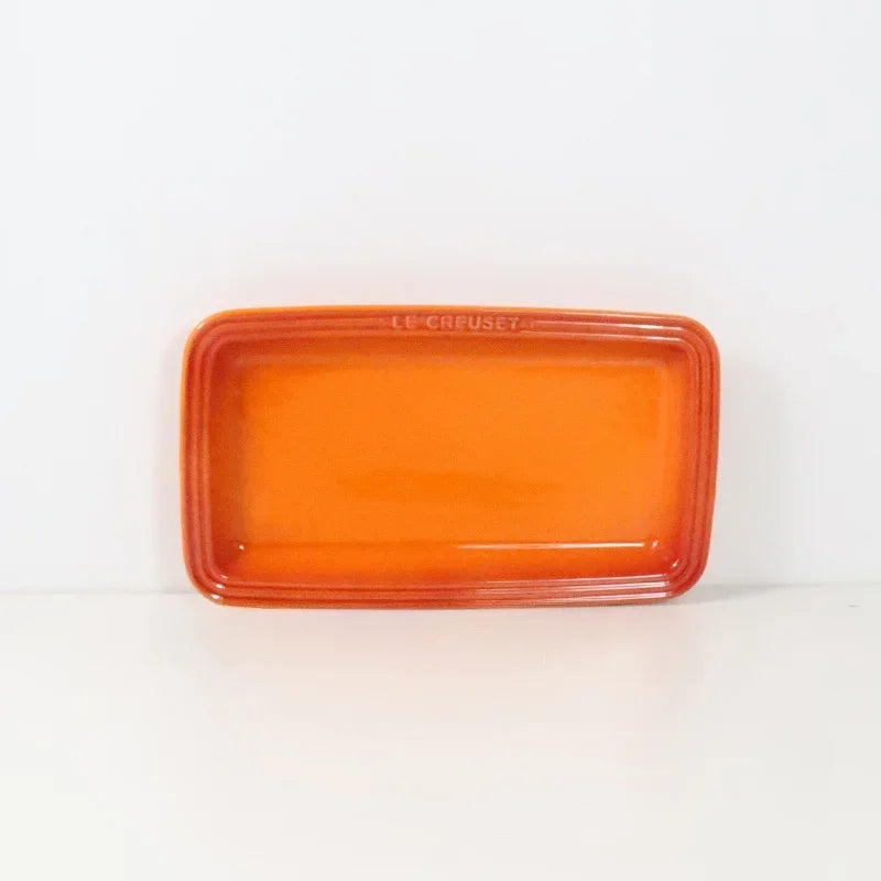 Le Creuset Rectangular Ceramic Plate Dim Sum Dessert Antipasto Dish Japanese Style Handmade Gradient Color Chinese Cuisine