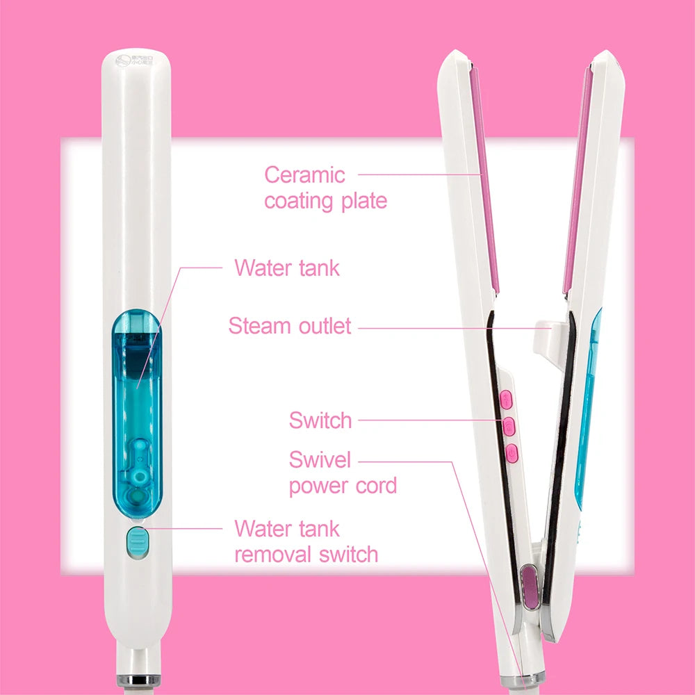 Steam Hair Straightener Professional Ceramic Coating Plate Vapor Hair Flat Iron 230℃ Straightening Iron 1 Inch