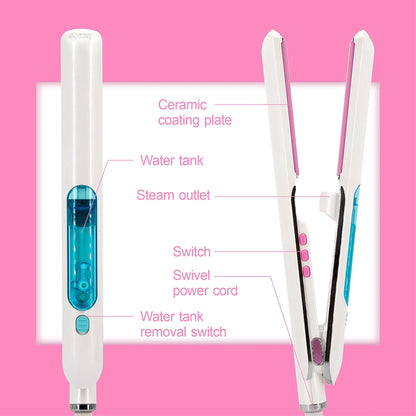 Steam Hair Straightener Professional Ceramic Coating Plate Vapor Hair Flat Iron 230℃ Straightening Iron 1 Inch
