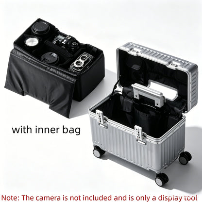Top Opening Suitcase 18inch Boarding Carry-on Travel Photographer Rolling Luggage PC Material with Aluminum Alloy Frame TSA Lock
