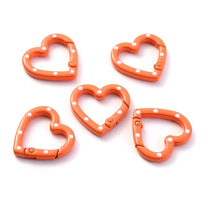 Heart-Shaped Lobster Clasp Connectors — Multicolor Metal Spring Clips