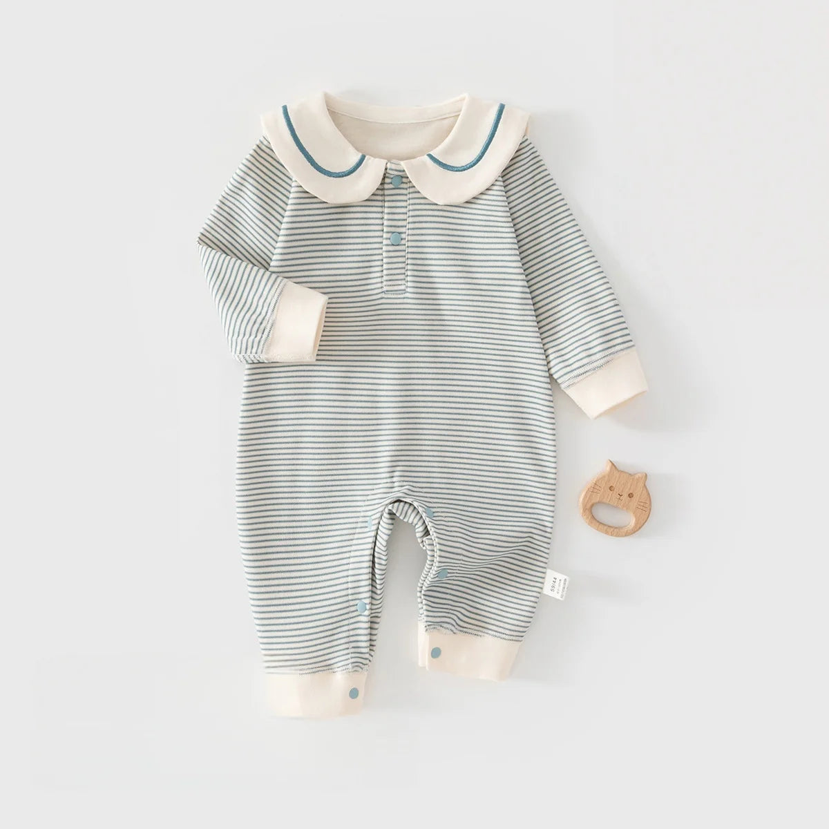 2026 Spring Cotton Newborn Jumpsuit Baby Bodysuits and One-pieces 0-24M Boys Girls Sailor Collar Stripe Boneless Soft Romper