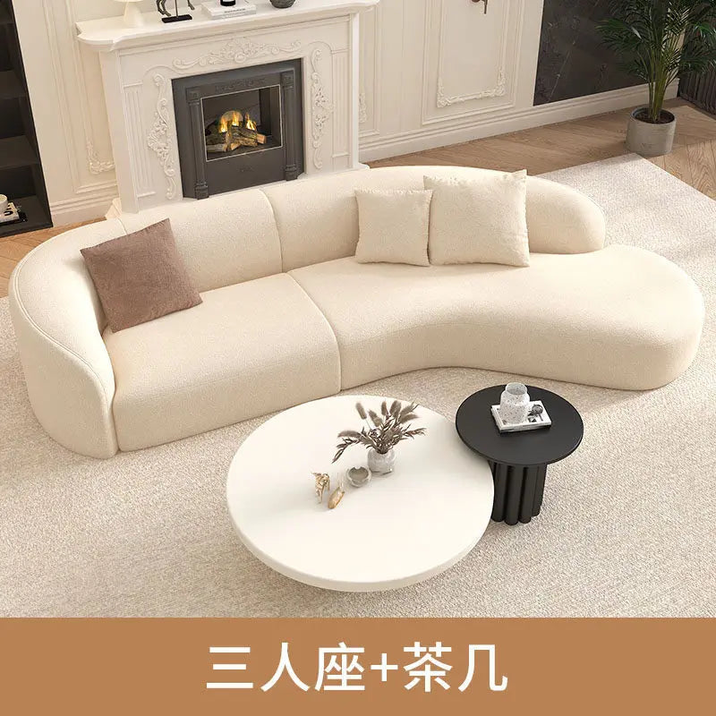 for Nordic Fabric Sofa Living Room Home Light Luxury Curved Large Sofa White Beauty Salon Hotel Lounge Sofa Chair
