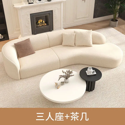 for Nordic Fabric Sofa Living Room Home Light Luxury Curved Large Sofa White Beauty Salon Hotel Lounge Sofa Chair