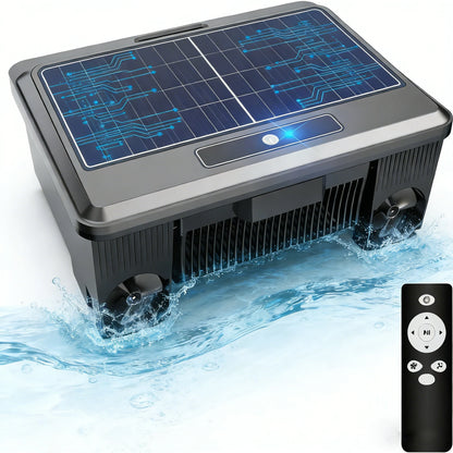 Upgraded Solar Pool Cleaner Powered Robotic Pool Vacuum Surface Cleaner with Remote Control Dual Charging Option of Pool Skimmer