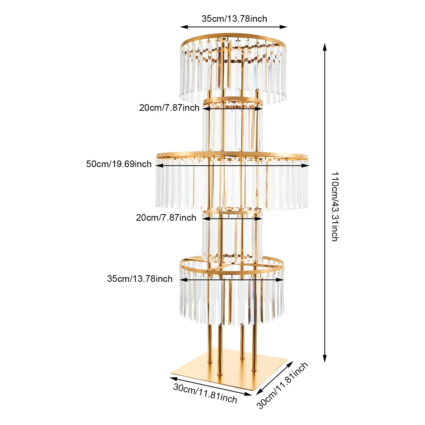 5 Tiers Gold/Silver Wedding Centerpieces Flower Stand Vase Centerpiece Acrylic Flower Stand with Hanging Acrylic