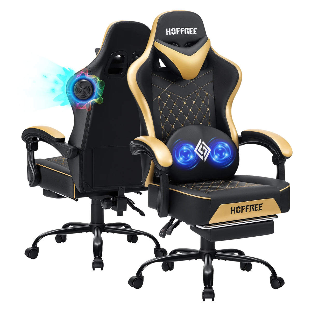400lbs Gaming Chair with Speakers Massage Computer Gaming Chairs for Adults Reclining bluetooth Gamer Chair with Footrest