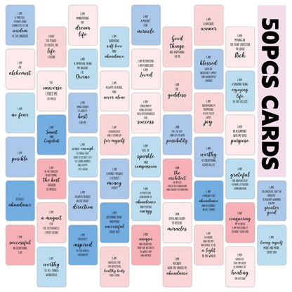50pcs Women Affirmation Cards, Daily Positive Quotes, Self-Encouragement Motivational Cards for Mental Wellness, Gifts Idea