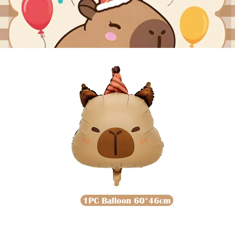 Capybara Decoration Birthday Party Favors Tableware Set Cup Plate Balloons Gift Bags Happy Banner Cake Topper Supplies for Girls