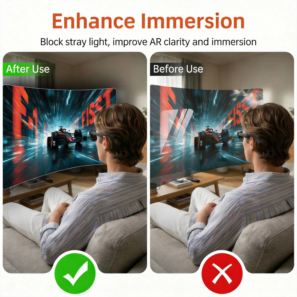 Fonken Lens Hood For RayNeo Air3/Air3s Pro/Air4/Air 4 Pro Glasses Immersive Experience Flip Up Light Shield Cover